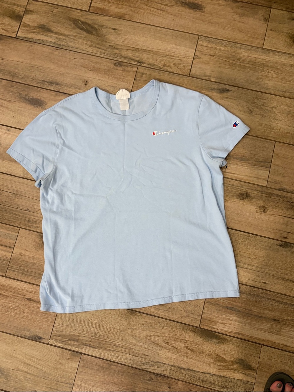 Champion Light Blue Script Logo Short Sleeve T-Shirt Blue XL